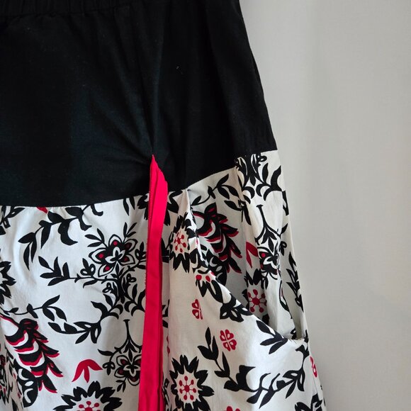 Penningtons Strapless Dress – Black Floral with Dark Pink Sash - Picture 5 of 7